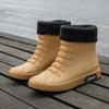 Botas de lluvia de moda para hombre, de media pantorrilla, impermeables, antideslizantes, zapatos de agua, para exteriores, pesca, lavado de autos, zapatos de goma, con forro polar, cálidas, botas de lluvia, venta al por mayor