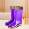Botas de Lluvia de Caña Alta Forradas de Felpa Suela de Goma Antideslizante para Mujer Botas de Lluvia Cálidas de Invierno Zapatos de Goma de Algodón para Adultos de Media Pantorrilla