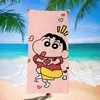 Toalha de banho de secagem rápida infantil de grandes dimensões Giz de cera Pequena nova toalha de praia Microfibra Velo de dupla face Toalha de praia com impressão digital