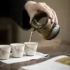 Taza de Expreso Cerámica Pintada a Mano Set de Té Portátil para Viaje al Aire Libre traje Set de Té Kung Fu Una Tetera Tres Tazas Anti-quemaduras