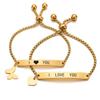 Aliexpress Pulsera de Pareja de Acero Inoxidable con Grabado Láser de Marca Curvada de Venta Caliente Colgante DIY Pulsera Grabada con Letras Inglesas