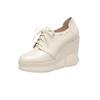 Tacones de Cuña con Suela Gruesa y Punta Redonda de Cuero Genuino para Mujer, Modelo Nuevo 2026 Zapatos de Tacón Alto, Zapatos con Cordones de Corte Profundo para Mujeres Bajitas, Zapatos de Tacón Ultra Alto de Cuero