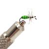 Producción mayoreo ojo plateado articulación vientre venenoso mosquito LF434 atado de pluma cebo de pesca con mosca Luya cebo falso mosca mosca anzuelo