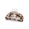 Horquilla con estampado de leopardo transfronterizo, nueva horquilla con forma de media luna hueca de ácido acético, diseño creativo para niña