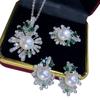 Nuevo Conjunto de Perlas de Agua Dulce para el Día de la Madre para Mujer, Anillo de Moda Otoño e Invierno, Pendientes, Colgante, Aretes de Plata S925 de Alto Brillo