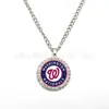 Béisbol de la Liga Americana Transfronterizo (Mlb) Todos los 30 Equipos Blue Jays Yankees Collar Colgante Redondo de Aleación Incrustado con Diamantes