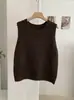 Chaleco de Punto de Color Sólido con Cuello Redondo KEKEZOON Suéter Holgado sin Mangas para Mujer Top Versátil 8953