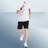 Traje Deportivo Casual de Seda de Hielo de Comercio Exterior para Hombre, Talla Grande, Manga Corta, Shorts, Conjunto de Dos Piezas Delgado de Moda para Verano, Cuello Redondo