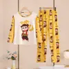 Pijamas de niña, primavera y otoño, jersey de cuello redondo con dibujos animados, ropa de casa de manga larga, traje para niños y niñas, ropa de casa