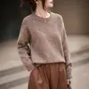 Nuevo Suéter de Lana Otoño/Invierno 2026 de Siete Agujas Hilo de Tres Hebras Engrosado Cuello Redondo Tejido de Punto Manga Larga Mezcla de Hilo Suéter Pulóver Camiseta Básica
