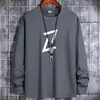Camiseta de Manga Larga para Hombre 2023 Nueva Ropa para Hombre Primavera y Otoño Cuello Redondo Algodón Puro Camisa Básica de Estudiante Ropa de Otoño Top