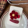 Novo Estilo Coreano Tecido Vermelho Doce Flor Grampo de Cabelo Feito à Mão Infantil Lateral Franja Clip Acessórios de Cabelo Versáteis