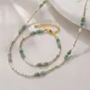 Collar de Perlas de Agua Dulce Aventurina Verde Circonita Cúbica Verde Acero Chapado en Oro Real En Stock Venta al por Mayor Fuente Transfronteriza Fábrica Original