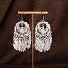 Pendientes Miao Étnicos de Borla Larga Estilo Nuevo, Pendientes Exagerados de Declaración de Moda Estilo Étnico de Plata Miao de Lujo Ligero