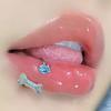 Set de Piercing Labial con Diente Interno de Hueso de Perro con Diamantes y Circonitas Lindo Acero de Titanio 316L Goteo de Aceite Acero Inoxidable Tricolor Sexy Joyería para Piercing