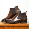 Zapatos Aofu 4039 Botines Chelsea para Hombre Manga Británica Botas de Cuero Retro Hechas a Mano Botas Británicas Martin Caña Alta Corta