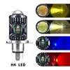 Faro Modificado para Motocicleta P15D Ba20D 8-80V Lente Blanco y Amarillo Foco Luz Larga y Corta Integrada Rojo y Azul H4