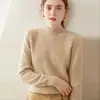 Suéter de Lã Slim Moda Feminino Suéter de Tricô para Usar por Baixo Versátil Suéter de Caxemira Caxemira Suéter Feminino Elegante de Gola Alta Parcial