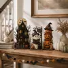Decoración de Calabaza Fantasma Gato Negro de Madera para Halloween Habitación Escritorio Decoraciones Festivas Artesanías de Madera