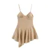 Vestido Transfronterizo Estilo Europeo y Americano, Vestido Sencillo con Tirante de Encaje, Moda Cuadros al por Mayor Corto Primavera Ropa para Mujer Nuevo