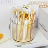 Caja de almacenamiento con portalápices de gran capacidad para niños, niños y estudiantes, portalápices giratorio de alto valor para escritorio para niñas, sensación de lujo ligero y alta gama