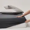 Sábana bajera de algodón puro de 100 hilos, protector de colchón de color liso simple, funda de cama a prueba de polvo de una sola pieza que cubre toda la cama