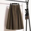 Falda de línea A de talla grande para mujer, otoño e invierno 2023, nueva falda de cintura alta retro adelgazante de longitud media por encima de la rodilla, falda grande con vuelo
