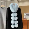 Bufanda nueva de piel sintética de zorro, estilo coreano, elegante y afelpada, con cierre magnético, ofreciendo una sensación lujosa y cálida, y con pompones de piel sintética