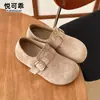 Sapatos Birkenstock estilo com sola grossa, de couro genuíno, para aumentar a altura, cobertura total, para mulheres, novo outono de 2026, mocassins casuais slip-on vintage