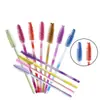 50 peças/pacote pincel para máscara de cílios haste bicolor descartável nylon haste colorida para cílios pincel de máscara de cílios pincel aplicador de máscara