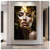 Pintura de Porcelana de Cristal Belleza Negra Africana Moda Ligera de Lujo Europea y Americana Figura Pared de Fondo de Sofá de Sala de Estar Pintura Decorativa