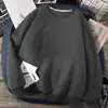 Camiseta de manga larga para hombre para otoño e invierno, marca de moda, corte holgado, engrosada, camiseta básica casual, sudadera estampada de cuello redondo para estudiantes jóvenes