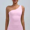 Nuevo Conjunto de Ropa Deportiva Cruzada de Moda de un Hombro con Pantalones Cortos Ajustados de Cintura Alta para Correr Casual Yoga