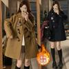 JK Estilo Preppy Holgado Aspecto Adelgazante Con Capucha Engrosada Botón de Cuerno Abrigo de Lana para Mujer Otoño e Invierno Estudiante Abrigo de Lana