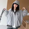 Jaqueta com Capuz Outono para Meninas 2026 Novo Estilo Coreano Patchwork Xadrez Casaco para Crianças Maiores com Zíper