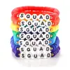 Moda Europeia e Americana Estilo Boêmio Conjunto de Pulseiras Cor Arco-Íris Letras em Inglês Argila Macia Pulseira Elástica Joia