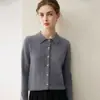 Suéter de Punto Versátil Kangsaixi 100% Cachemira Pura para Mujer, Cardigan de Canalé con Botones de Madera, Suéter de Estilo Francés Suave