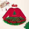 2024 novo 0-2 anos meninas primavera Natal manga longa estampa de desenho animado ha vestido terno outlet de fábrica