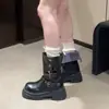 Botas de montar para mujer de moda estilo retro británico con suela gruesa de doble uso, nuevo modelo otoño 2026, punta fina redonda, elegantes botas de moda con tacón grueso
