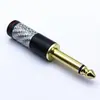 Plug de 6,35 mm Banhado a Ouro de Fibra de Carbono Cabeça de Solda Mono 6,5 Mixer Alto-falante Microfone Plug de Áudio de Duas Seções 6,5