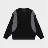 Moletom Patchwork Colorido Listrado Transfronteiriço para Homens, Peso Pesado, Novo Estilo Coreano, Blusa Pulôver Gola Redonda Solta para Primavera e Outono