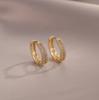 2025 Nuevos Aretes Coreanos de Círculo con Pedrería Aretes de Aro para Mujer Diseño Elegante de Puños para la Oreja Joyería de Alta Gama para la Oreja al Mayoreo