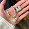 Nuevo Collar de Calabaza de Trébol de Cuatro Hojas Esmaltado Azul de Moda y Exquisito Estilo Chino, Joyería de Lujo Ligero de Nicho de Gama Alta para Mujeres