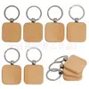 Llavero de madera de haya al por mayor llavero de madera colgante para regalo DIY redondo rectangular esquina redondeada llave