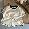 Algodón Puro 2025 Nuevas Llegadas Conjunto de Verano para Niños Ropa Infantil Conjunto de Dos Piezas Manga Corta Verano Niños Camiseta Niñas Moderna