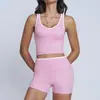 Traje de Yoga Justo Nu Transfronteiriço Macio Secagem Rápida Roupa Fitness Verão Corrida ao Ar Livre Roupa Esportiva Feminina 9238