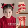 Nuevo Accesorio para el Cabello de Niña de Dibujos Animados para Bebé, Pinza para el Cabello con Lazo y Borla de Año Nuevo, Saludo de Año Nuevo, Accesorio Rojo Brillante para el Cabello