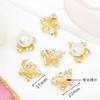 Brincos pingente geométricos simples vazados com diamante, banhados a cobre estilo coreano, ouro 14k real, material para acessórios de joias DIY