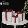Decoración navideña arte en hierro caja de regalo luminosa juego de tres piezas adorno de exhibición arreglo de escena de árbol de Navidad