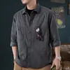 Camisa de Trabajo Pesado Khaki Americana para Hombre Primavera y Otoño Chaqueta Casual Top para Hombre Marca de Moda